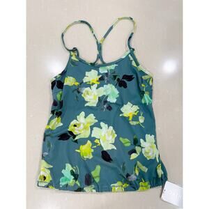 NWT Athleta Gardenia Blousy Tankini Top Strappy Crossback Green Yellow 36 D DD